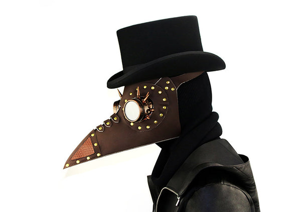 DEEPKEE original nubuck handmade full-grain genuine leather cowhide bag Steampunk Plague Beak Mask #HG073