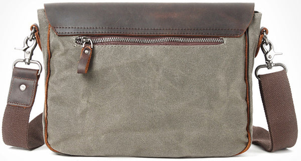 DEEPKEE original nubuck handmade full-grain genuine leather cowhide bag Waxed Canvas Messenger Side Bag #9110