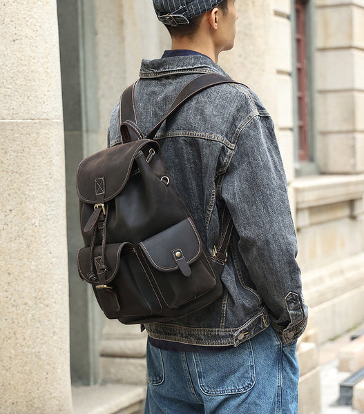 DEEPKEE original nubuck handmade full-grain genuine leather cowhide bag The DEEPKEE Vacationer Backpack #6643