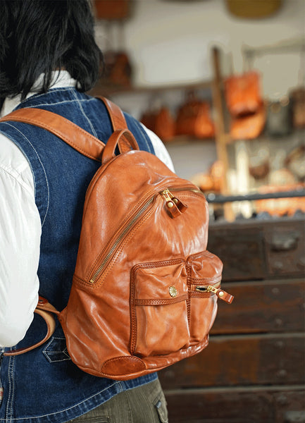 DEEPKEE original nubuck handmade full-grain genuine leather cowhide bag Deepkee Leather Horsehide or Sheephide Backpack #31005_1