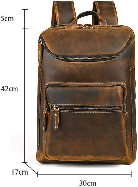 DEEPKEE original nubuck handmade full-grain genuine leather cowhide bag Leather Satchel Backpack #1430