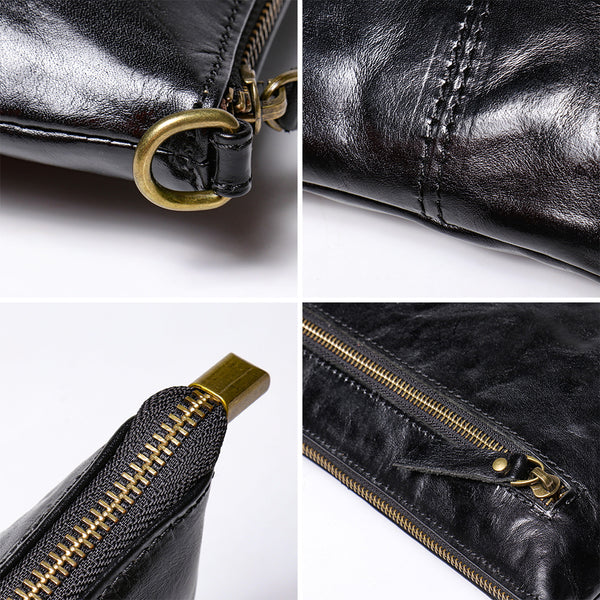 DEEPKEE original nubuck handmade full-grain genuine leather cowhide bag DEEPKEE Handmde Leather Slim Clutch Wallet Wristlet Purse #75022