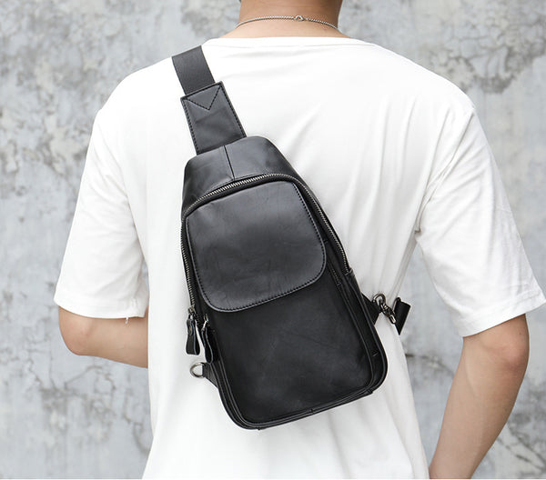 DEEPKEE original nubuck handmade full-grain genuine leather cowhide bag DEEPKEE LEATHER | Genuine Chest Crossbody Sling Bags NO.7589