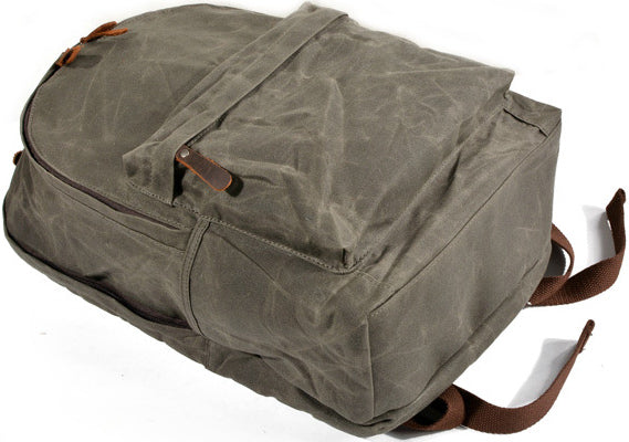 DEEPKEE original nubuck handmade full-grain genuine leather cowhide bag Deepkee Handmade Leather&Waxed-Canvas Weekend Travel Backpack #6023