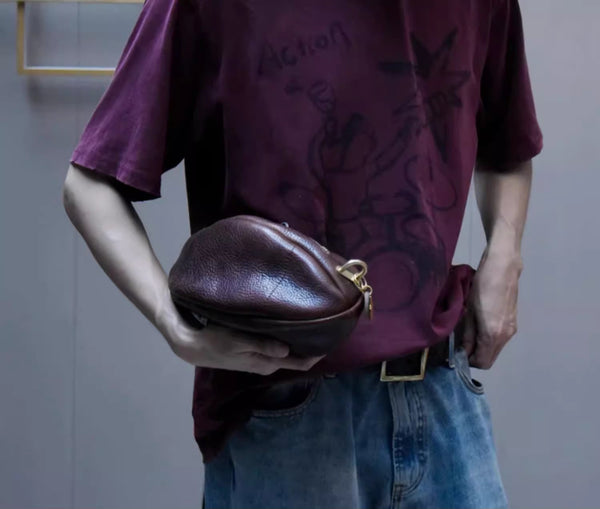 DEEPKEE original nubuck handmade full-grain genuine leather cowhide bag Fashionable Handmade Leather Chest Bag Sling Bag Sling Pack #604272