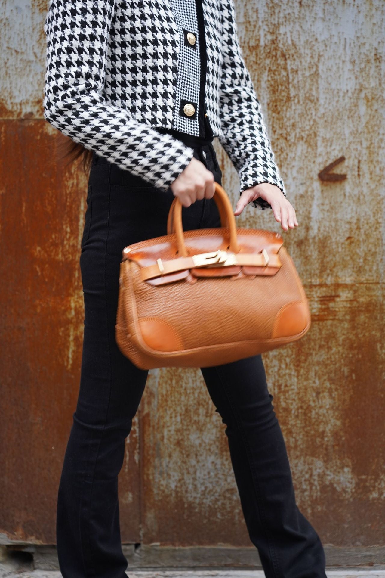 DEEPKEE original nubuck handmade full-grain genuine leather cowhide bag Deepkee handmade leather Faux Birkin 35 Bags For Sale #B30148-01