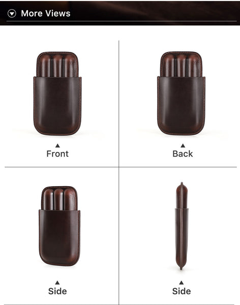 DEEPKEE original nubuck handmade full-grain genuine leather cowhide bag Best 3pcs Cool Leather cigar (loanword) Cases CF5003