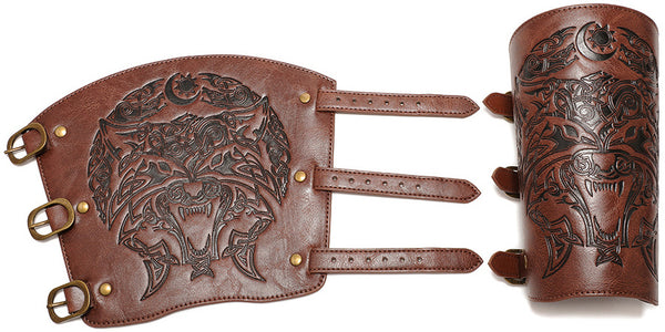 DEEPKEE original nubuck handmade full-grain genuine leather cowhide bag DEEPKEE Scandinavian Viking Style Embossed Armband FAS052