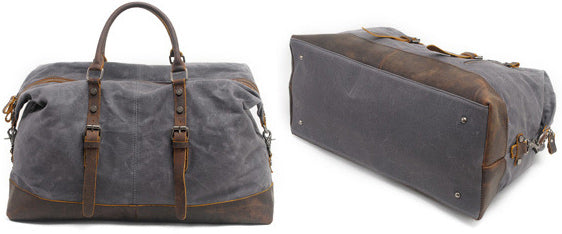 DEEPKEE original nubuck handmade full-grain genuine leather cowhide bag Canvas Travel Bag Weekender Bag #831-2K