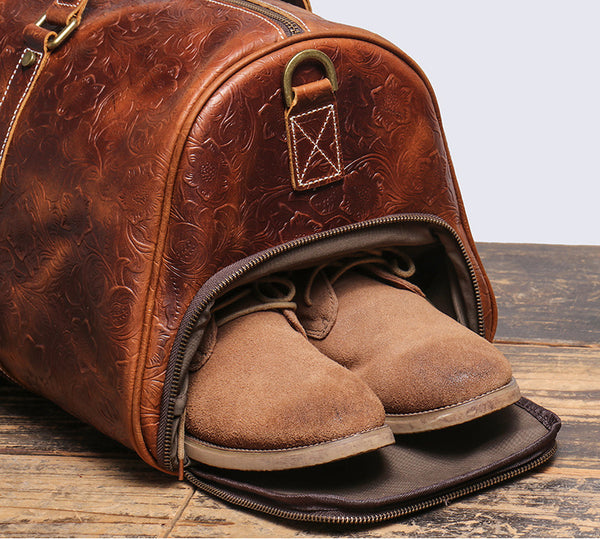 DEEPKEE original nubuck handmade full-grain genuine leather cowhide bag DEEPKEE LEATHER | Sheridan Style Duffle Bag No.30009-5