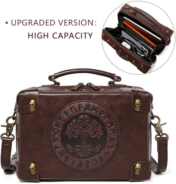 DEEPKEE original nubuck handmade full-grain genuine leather cowhide bag Punk industrial cross-body bag #BG028