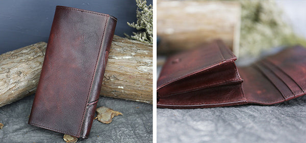 DEEPKEE original nubuck handmade full-grain genuine leather cowhide bag Deepkee Leather Carving Dragonflies Wallet #9630