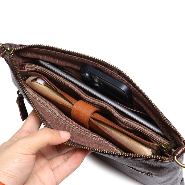 DEEPKEE original nubuck handmade full-grain genuine leather cowhide bag DEEPKEE Handmde Leather Slim Clutch Wallet Wristlet Purse #75022