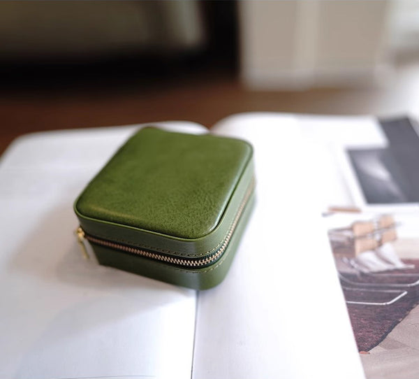 DEEPKEE original nubuck handmade full-grain genuine leather cowhide bag Refined Mini Jewelry Box #D11796