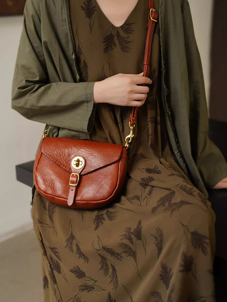 DEEPKEE original nubuck handmade full-grain genuine leather cowhide bag Handicraft Pure Leather Saddle Bag #43022