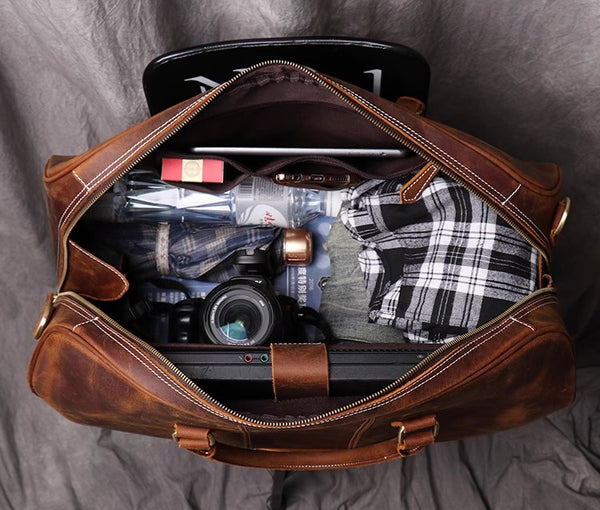 DEEPKEE original nubuck handmade full-grain genuine leather cowhide bag DEEPKEE LEATHER | The Lincoln Travel Bag No.30075