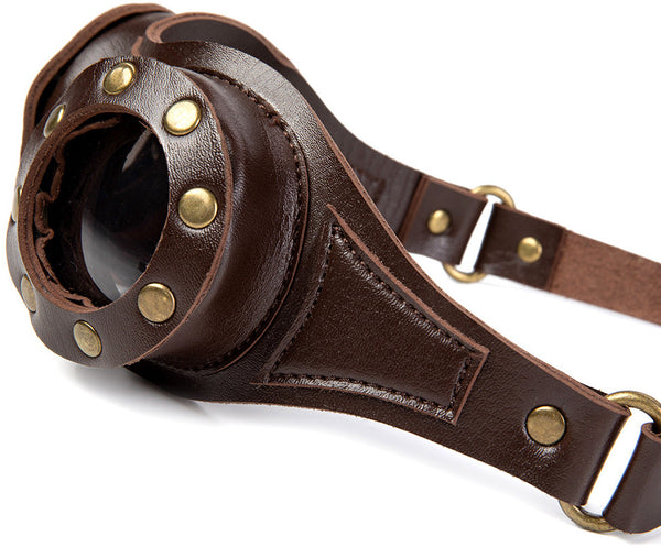 DEEPKEE original nubuck handmade full-grain genuine leather cowhide bag Personalized Steampunk Style Cosplay Goggle #FGS007CF