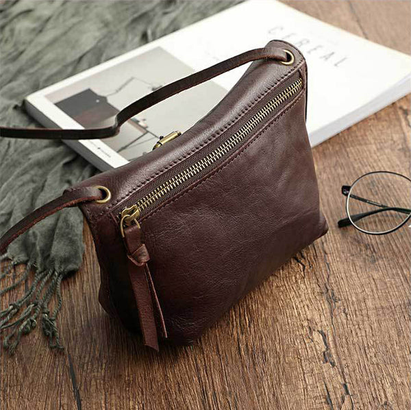 DEEPKEE original nubuck handmade full-grain genuine leather cowhide bag Handmade Leather Diagonal Bag #17053