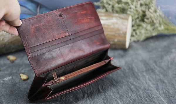 DEEPKEE original nubuck handmade full-grain genuine leather cowhide bag Deepkee Leather Carving Dragonflies Wallet #9630