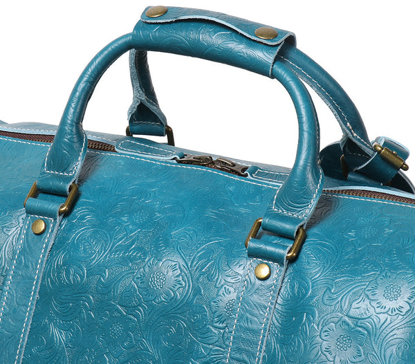 DEEPKEE original nubuck handmade full-grain genuine leather cowhide bag The Kenai Embossed Texture Luggage #30009