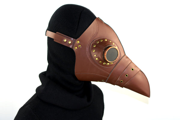 DEEPKEE original nubuck handmade full-grain genuine leather cowhide bag Steampunk Plague Doctor Bird Mask Long Nose Beak Halloween Costume #HG080
