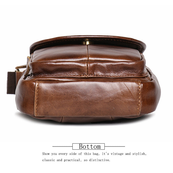 DEEPKEE original nubuck handmade full-grain genuine leather cowhide bag The Coarse Compact Vintage Leather Crossbody Bag #632-1