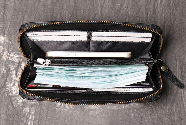 DEEPKEE original nubuck handmade full-grain genuine leather cowhide bag DEEPKEE HANDMADE | Leather Rectangular Clutch Purse Wallet No.J028