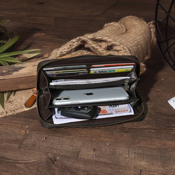 DEEPKEE original nubuck handmade full-grain genuine leather cowhide bag Deepkee Leather Carving Craft Wallet #YD-104