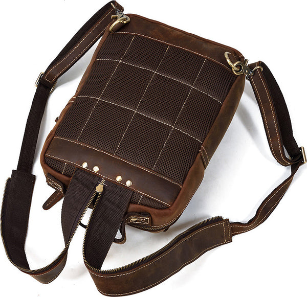 DEEPKEE original nubuck handmade full-grain genuine leather cowhide bag Alfred Leather Satchel Backpack No.1038