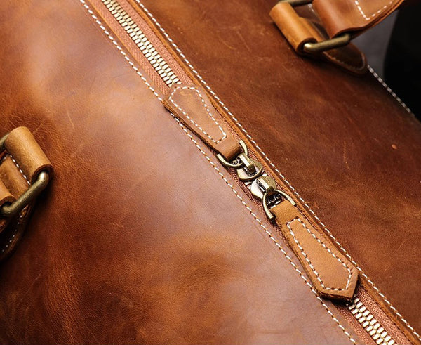 DEEPKEE original nubuck handmade full-grain genuine leather cowhide bag DEEPKEE LEATHER | Kenneth Genuine Leather Cross Duffel Bag No.30020