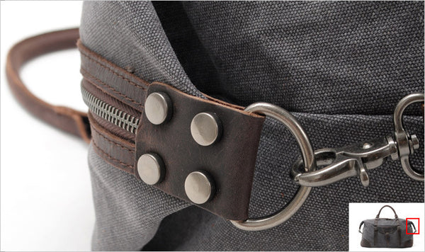 DEEPKEE original nubuck handmade full-grain genuine leather cowhide bag Leather Canvas Travel Handbag Canvas Duffle Bag #82056K