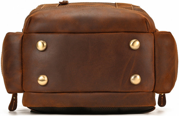 DEEPKEE original nubuck handmade full-grain genuine leather cowhide bag Dwight 18'' Cowhide Laptop Rucksack Backpack No9517