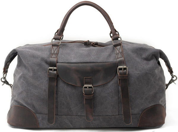 DEEPKEE original nubuck handmade full-grain genuine leather cowhide bag Leather Canvas Travel Handbag Canvas Duffle Bag #82056K