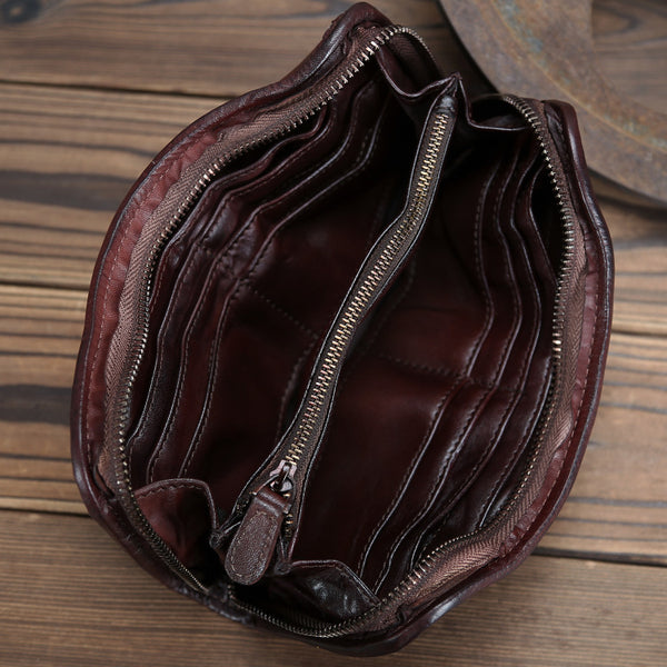 DEEPKEE original nubuck handmade full-grain genuine leather cowhide bag Handmade Leather Mens Long Chain Wallet Bifold Biker Wallet Zipper Clutch Wallet for Men #SG012