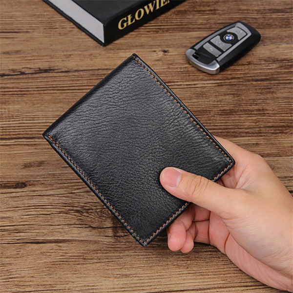 DEEPKEE original nubuck handmade full-grain genuine leather cowhide bag Best Brown Bifold Leather Mens Wallet Slim Wallet Driver's License Wallet for Men 8029