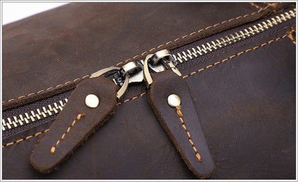 DEEPKEE original nubuck handmade full-grain genuine leather cowhide bag The Duffel Luggage Bag #6482 Our Men's Leather Duffle Bag with Shoe Compartment.