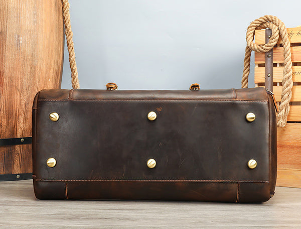 DEEPKEE original nubuck handmade full-grain genuine leather cowhide bag The Borsone Duffel Bag #1125