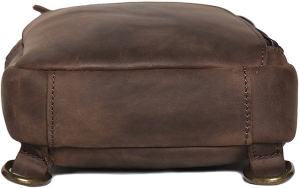 DEEPKEE original nubuck handmade full-grain genuine leather cowhide bag Baldwin Unisex Sling Bag No.30011