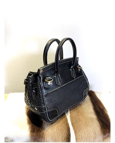 DEEPKEE original nubuck handmade full-grain genuine leather cowhide bag Shrunk Grain Cowhide Replic Faux Birkin 25 Bag #EOL-4494