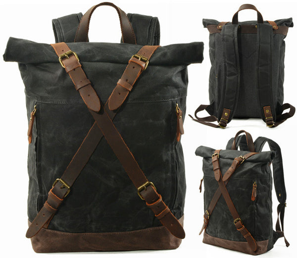 DEEPKEE original nubuck handmade full-grain genuine leather cowhide bag Cross Mountaineering Backpacks #9505