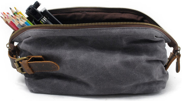 DEEPKEE original nubuck handmade full-grain genuine leather cowhide bag DEEPKEE Waxed Canvas Leather Waterproof Wash Bag #9161