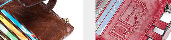 DEEPKEE original nubuck handmade full-grain genuine leather cowhide bag DEEPKEE Leather Bifold Chain Wallet 7515