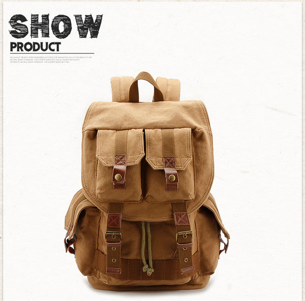 DEEPKEE original nubuck handmade full-grain genuine leather cowhide bag Casual Retro Photography Backpack Bag #F1233