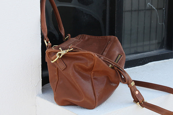 DEEPKEE original nubuck handmade full-grain genuine leather cowhide bag Crystal Vegetable Tanned Cowhide Pandora Box Biker Bag KM-23713