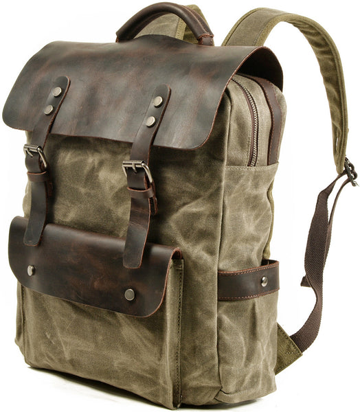 DEEPKEE original nubuck handmade full-grain genuine leather cowhide bag DEEPKEE Bradford Hogsback Travel Backpack #8064K-LA