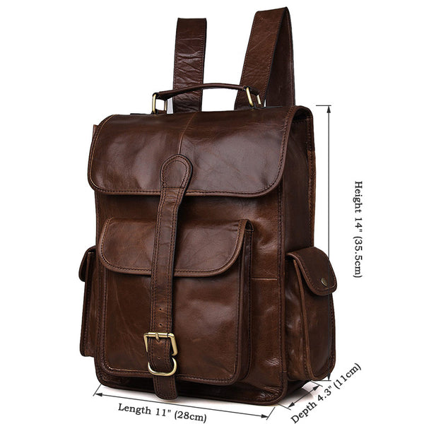DEEPKEE original nubuck handmade full-grain genuine leather cowhide bag The Mahi Leather Backpack #7283