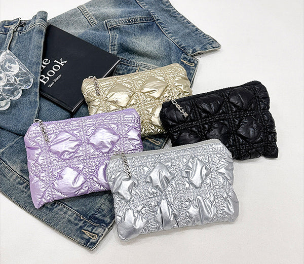 DEEPKEE original nubuck handmade full-grain genuine leather cowhide bag Embroidered Thread Lattice Coin Purse #5807