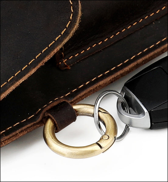 DEEPKEE original nubuck handmade full-grain genuine leather cowhide bag Waist Pack Outdoor Sports Tactical Leather Waist Pack side Cigarette Bag #6107