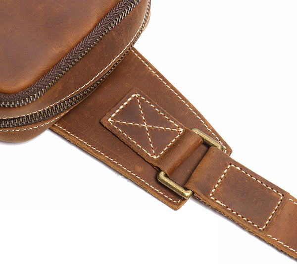 DEEPKEE original nubuck handmade full-grain genuine leather cowhide bag Leather Sling Crossbody Bag No.1078