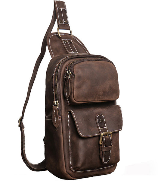 DEEPKEE original nubuck handmade full-grain genuine leather cowhide bag Advanced Sling bag No.30177
